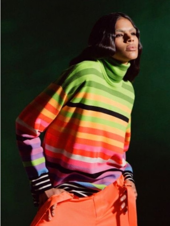 Christopher John Rogers Sweaters - CHRISTOPHER JOHN ROGERS
Oversized Striped Turtleneck Sweater In Rainbow Multi